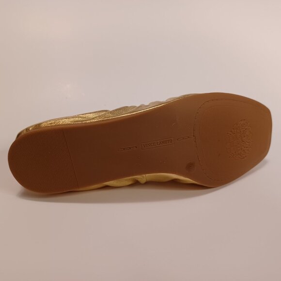 New Vince Camuto Gold Leather Ballet Slippers Shoes - Picture 6 of 8